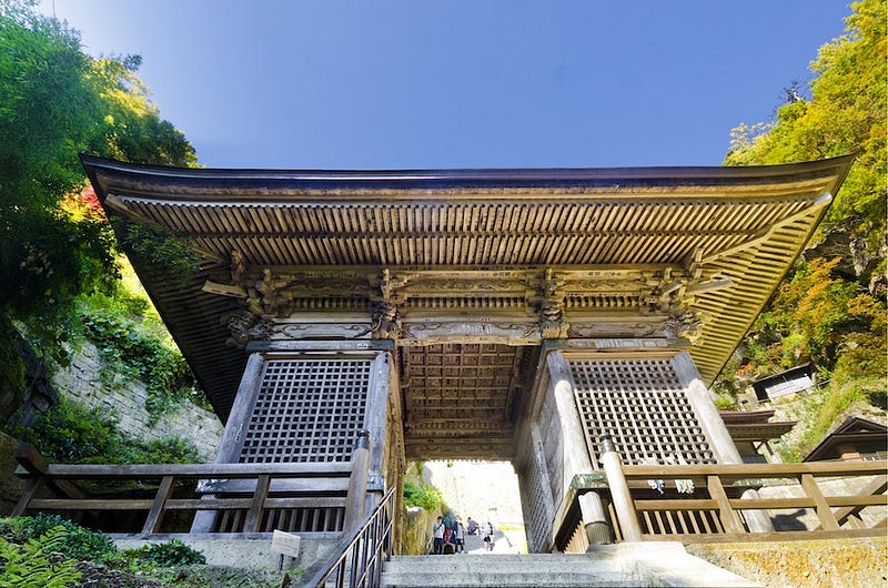 The Ni-no-mon gateway  at Yamagata Prefecture’s Yamadera temple complex