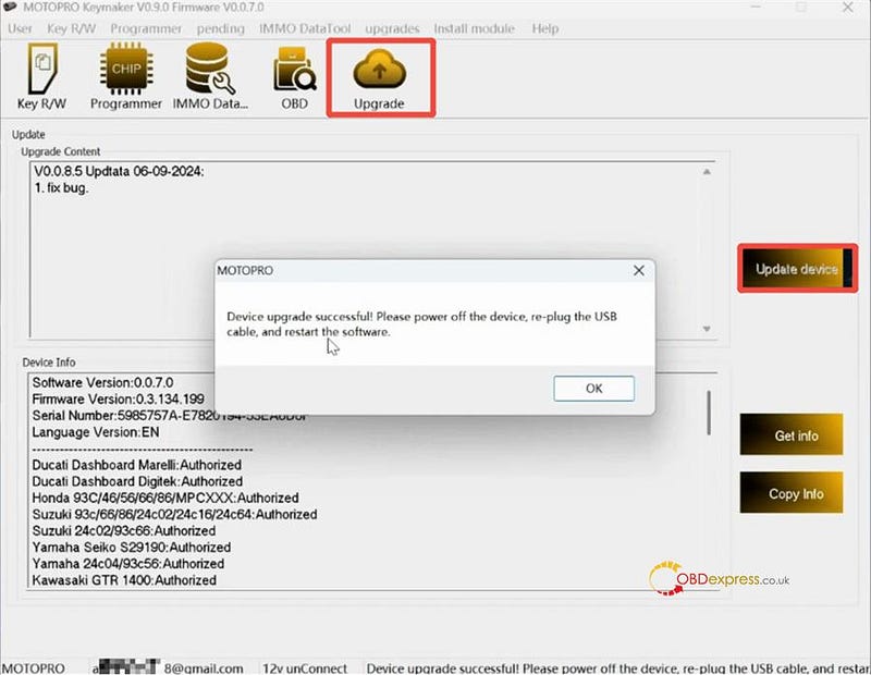 MOTOPRO Key Programmer User Manual_Registration and Update