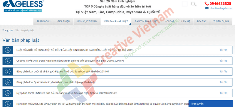 muc-van-ban-phap-luat-trong-mau-website-cong-ty-luat