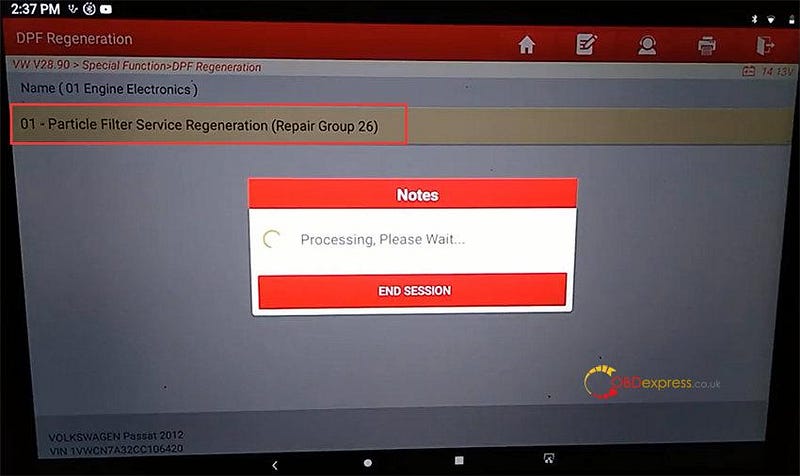 Launch X431 Pro5 Do DPF Regen. on VW Passat TDI in Two Methods
