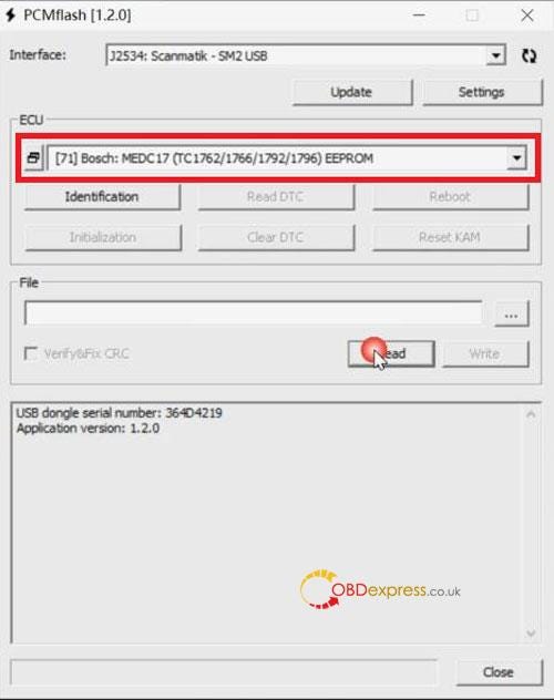 PCMTUNER Read BMW BOSCH MEV17.2.1 ECU on Bench