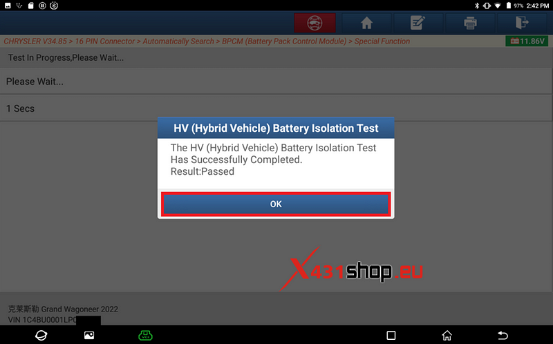 LAUNCH-X431 HV battery isolation test