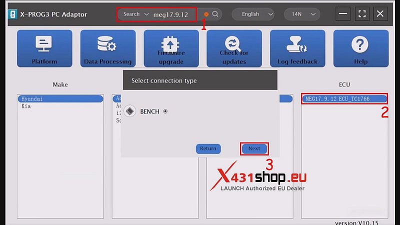 LAUNCH X431 ECUツール クローン Kia Bosch MEG17.9.12 ECU ガイド
