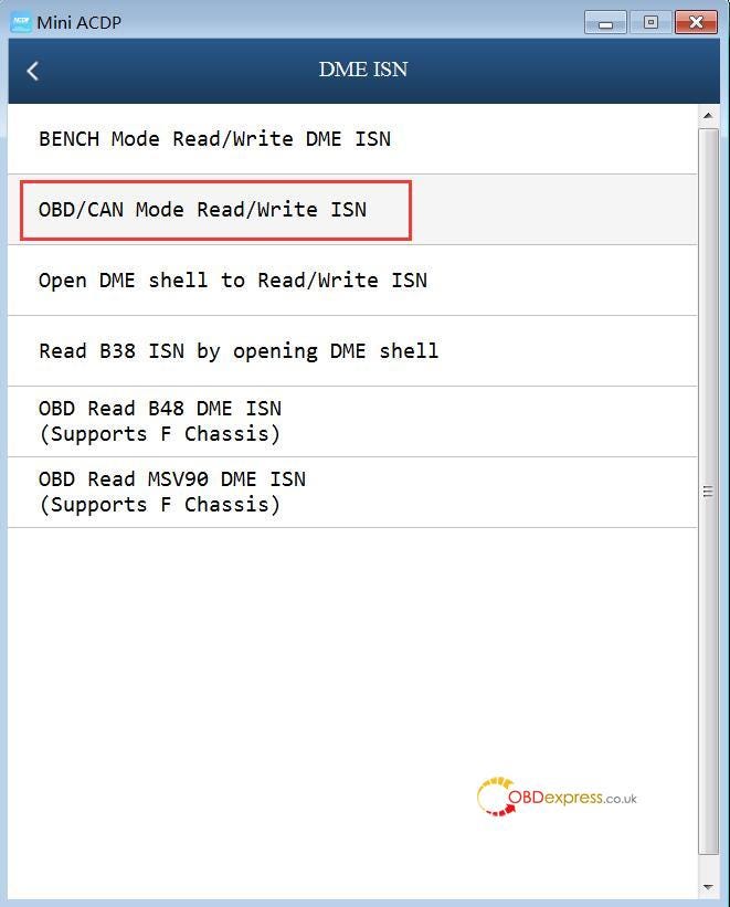 Yanhua ACDP Mini Read Write MSD80 / MSD802 DME ISN