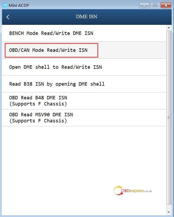 YanhuaACDPミニ読み取り/書き込みMSD80 / MSD802 DME ISN