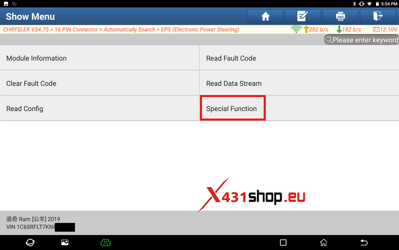 LAUNCH-X431 Clear Steering Pull Compensation for CHRYSLER RAM1500