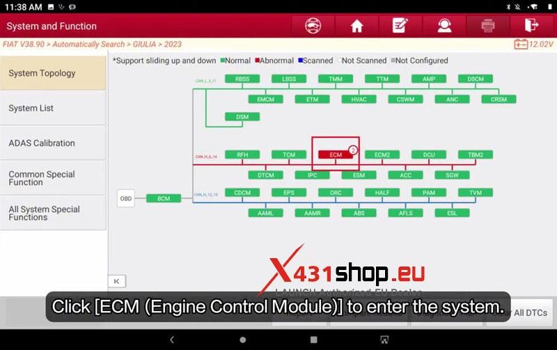 LAUNCH X431 PRO3 HD Resets GPF After Replacement on FIAT Giulia