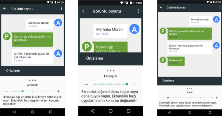 android 7 yeni ekran boyutu ayarlama