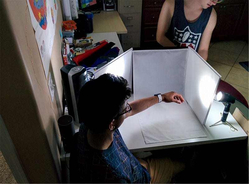 Photograph of lightbox used for Moment's product photos.