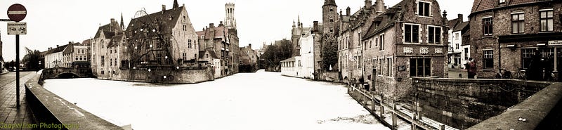 Vintage Panoramic Snow Ice Bruges