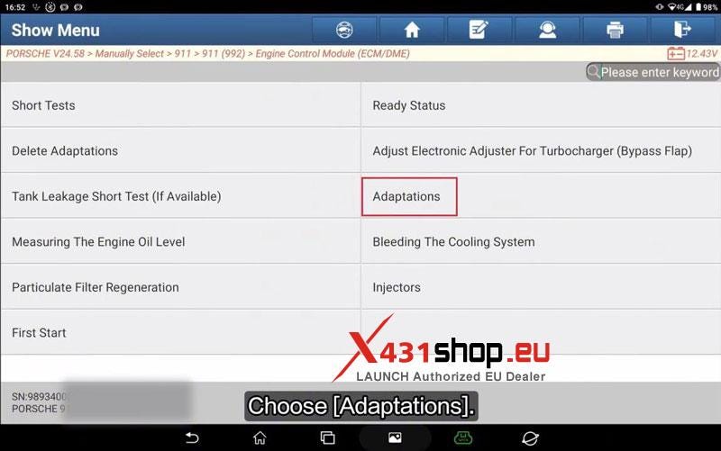 LAUNCH X431 Guide: 2025 Porsche 911 DME Engine Adaptation