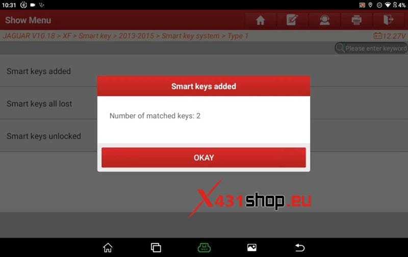 LAUNCH X431 IMMO PLUS Adds 2013–2015 Jaguar XF Smart Key OK