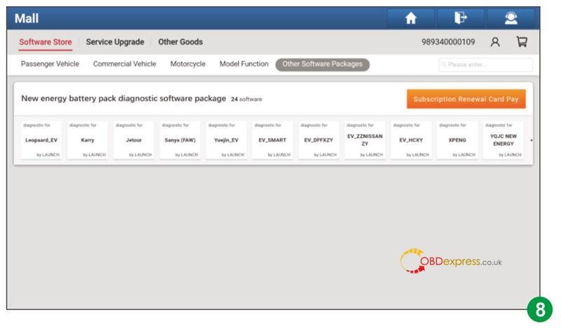 Launch X431 Activate EV Battery Pack Diagnostic Configuration