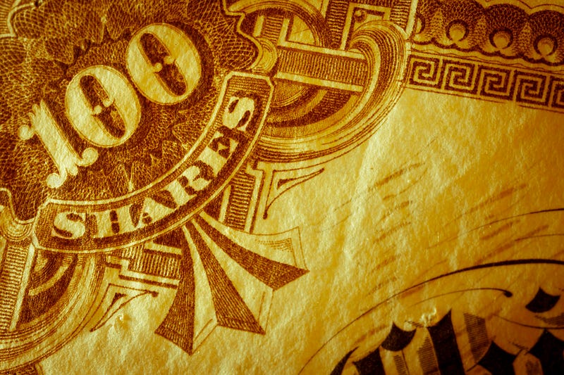 Part of a vintage railroad stock certificate