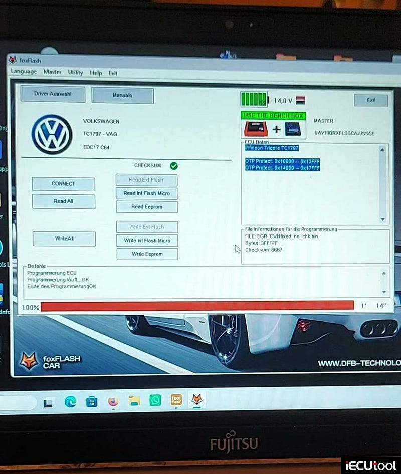 Foxflash Read and Write VW Golf 7 EDC17C64 on Bench