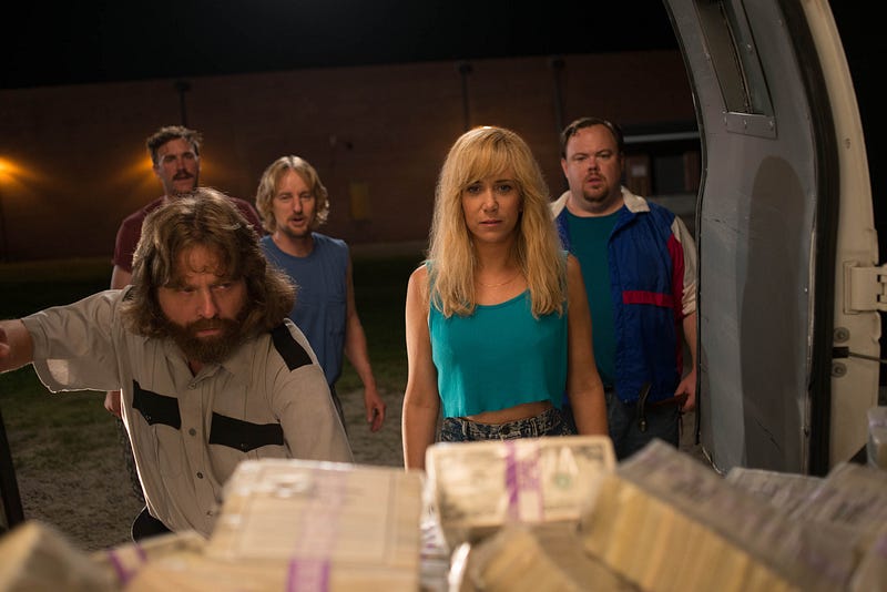 M275 (Left to right.) Ken Morino (rear)Zach Galifianakis , Owen Wilson, Kristen Wiig and David Ratray star in Relativity Studio's upcoming release, "Masterminds"...Credit: Glen Wilson.Copyright: © 2014 Armored Car Productions, LLC