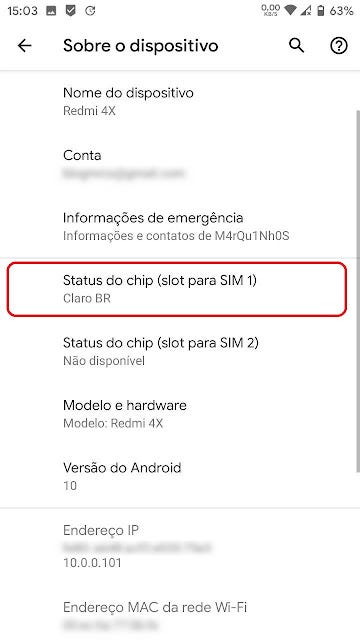 Status do chip