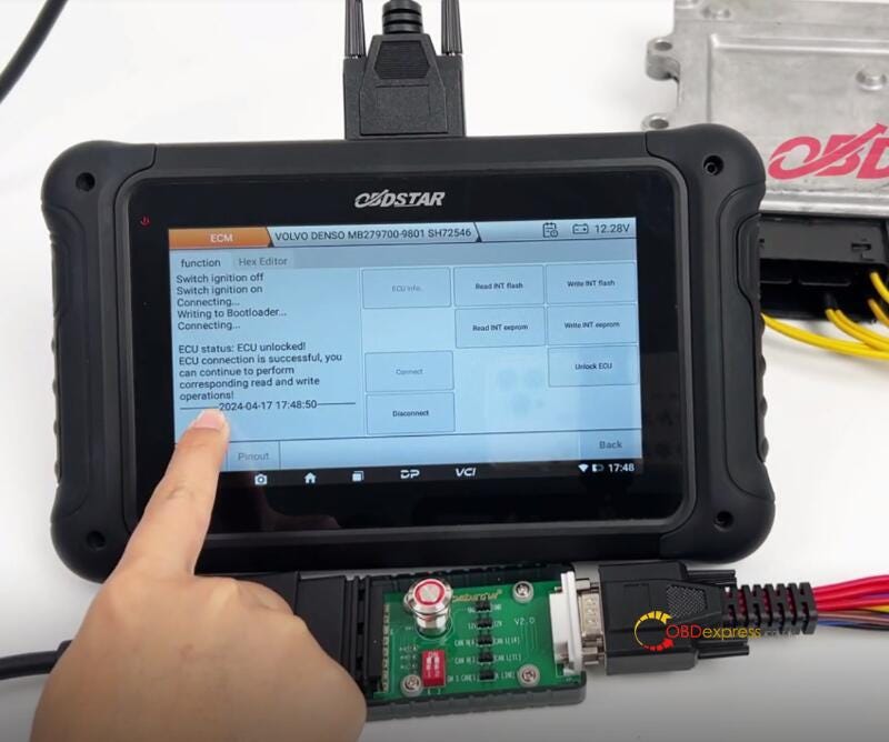 Volvo ECM Read, Write, Unlock with OBDSTAR DC706 on Bench