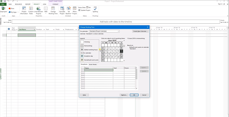 Microsoft Project dashboard