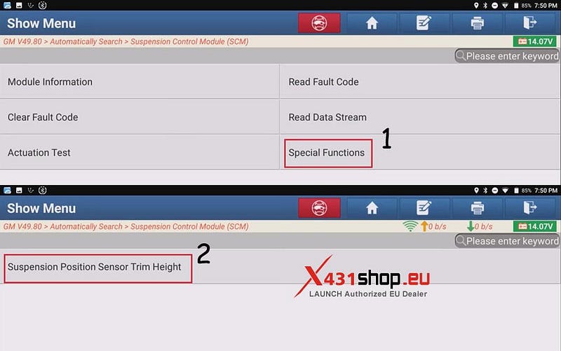 LAUNCH X431 PAD_Suspension Height Sensor Reset for GMC Yukon