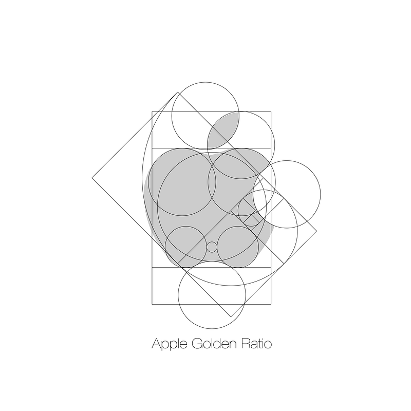 The apply logo with spherical cutouts showing their design process
