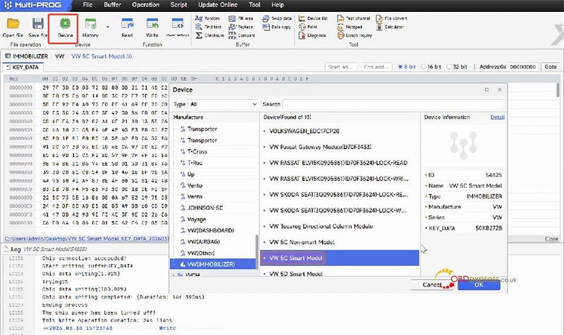 Generate Original VW 5C 5D Dealer Key by Xhorse Multi-Prog