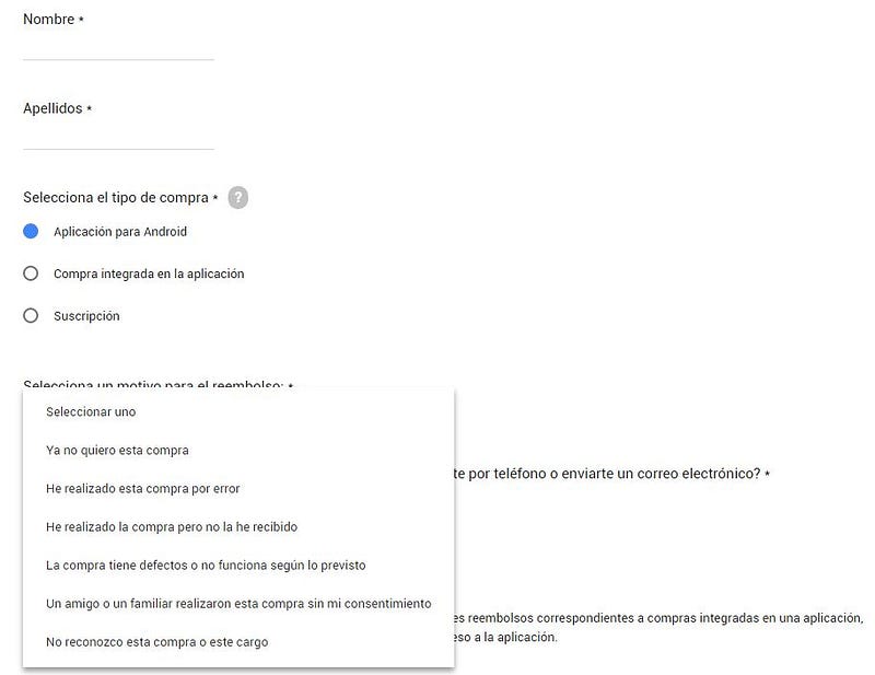 Rellena este formulario adecuadamente para que aumentar el tiempo de respuesta de Google.