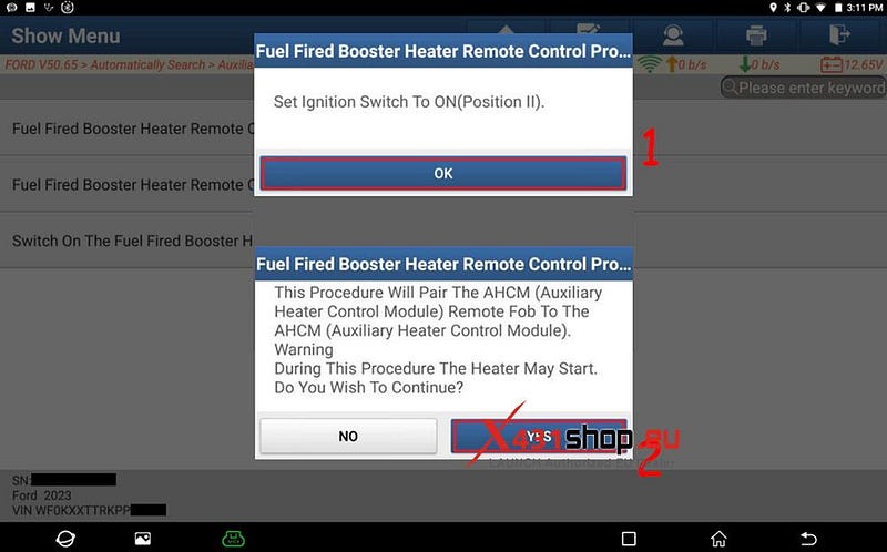 LAUNCH X431 PAD V フォード燃料ブースターヒーターのプログラミング
