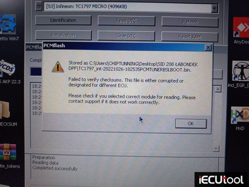 PCMTuner PSA SID208 Failed to Verify Checksum