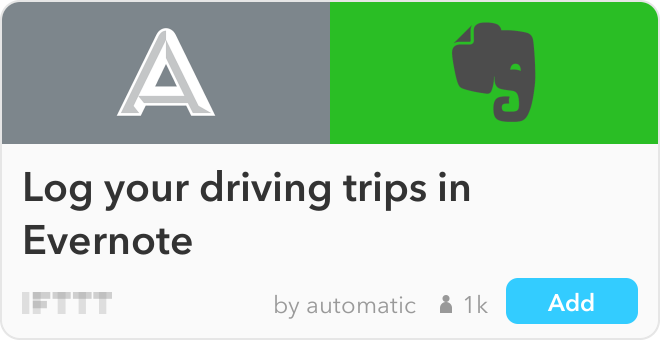 IFTTT Recipe: Log your driving trips in Evernote connects automatic to evernote