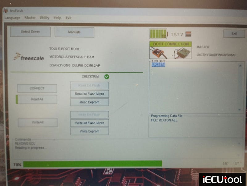 Foxflash Read and Write Ssangyong DCM6.2AP with Godiag GPT Adapter