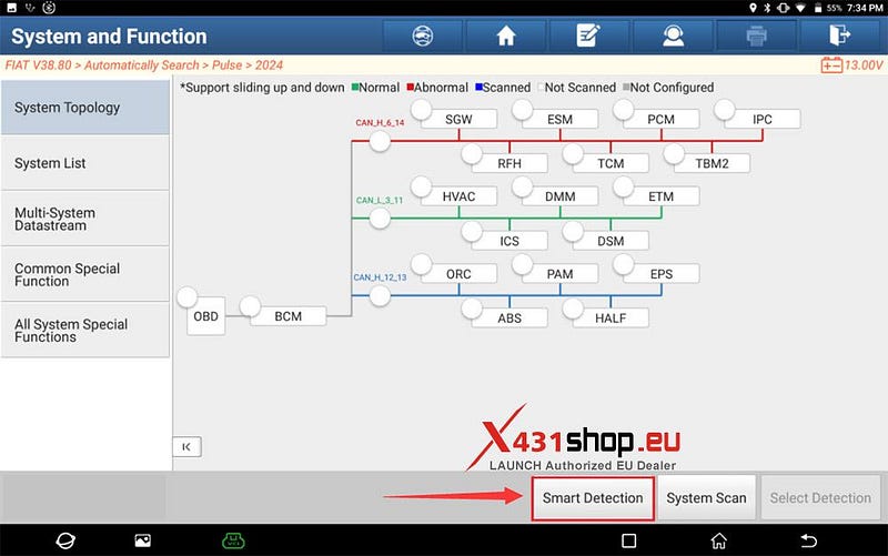 LAUNCH X431 PAD V ELITE_Injector Adaptation on FIAT Pulse