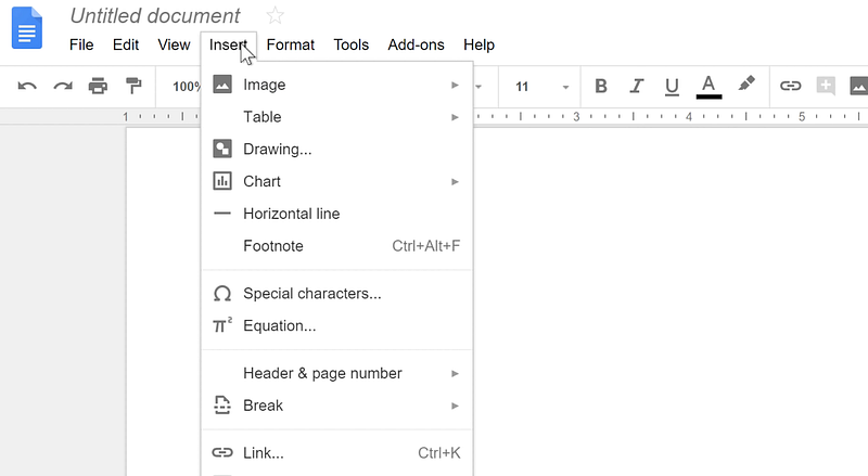 Google Docs dashboard 