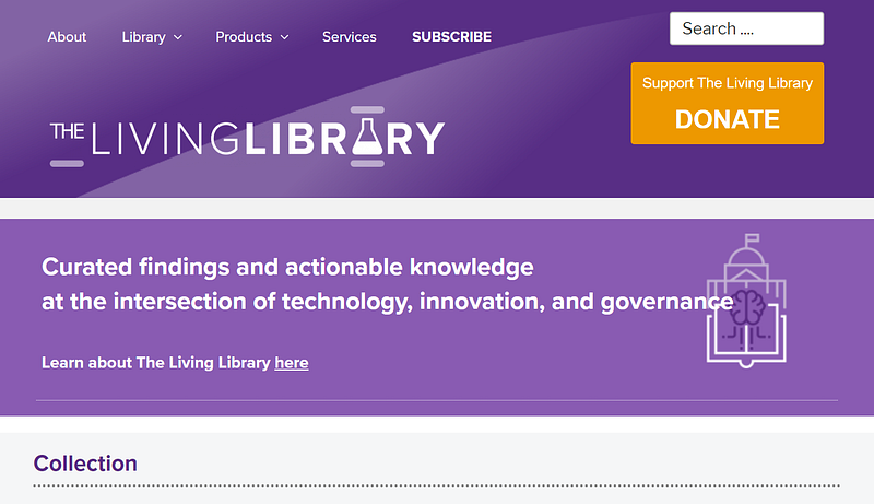 The Living Library homepage.