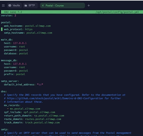 postal smtp configuration file