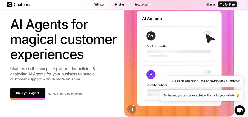 Chatbase ai agent building platform for customer experience