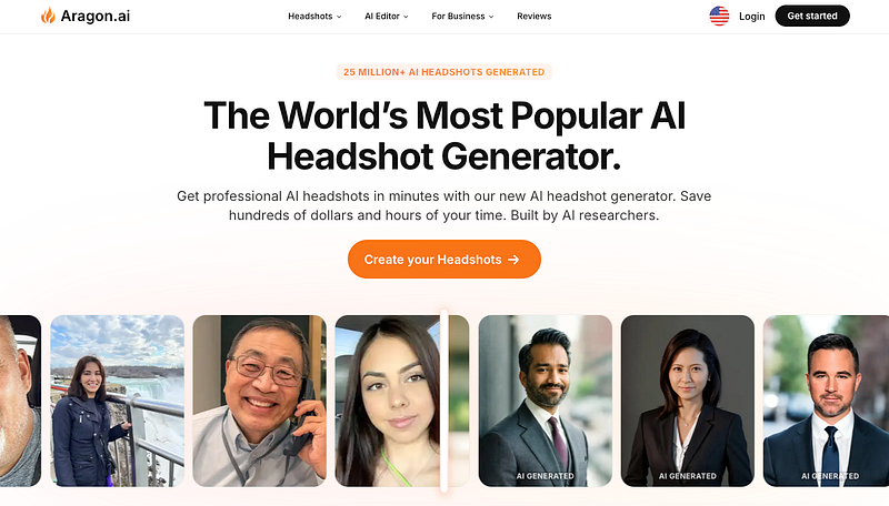 homepage aragon ai headshots