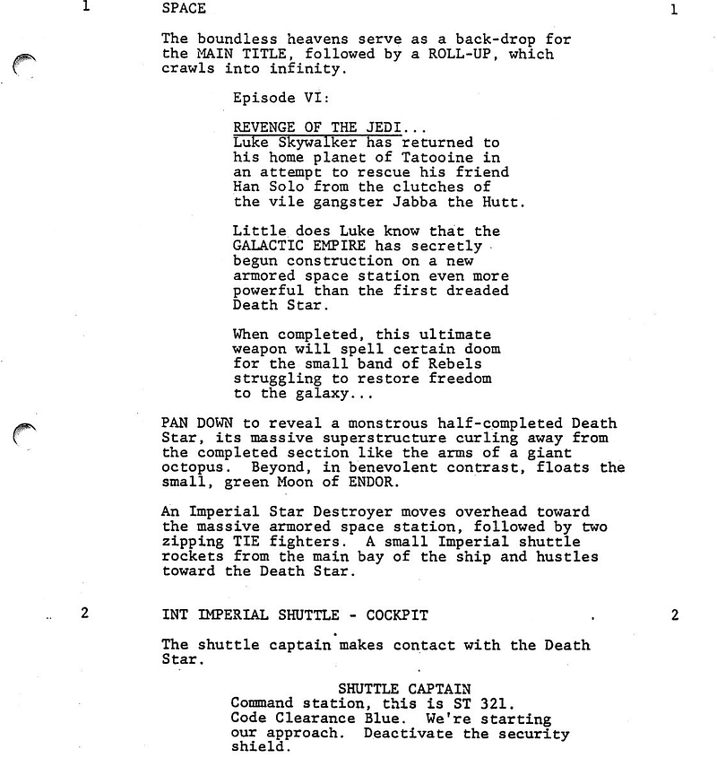 Page One: “Star Wars: Episode VI — Return of the Jedi” (1983)