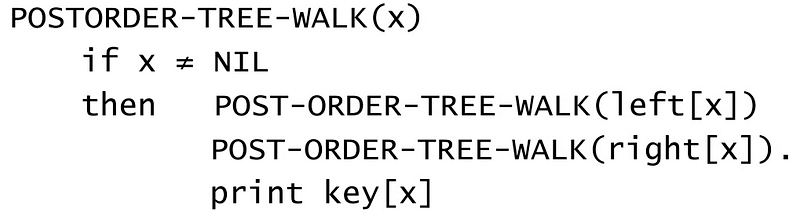pseudo code of Post Order Traversal for Binary Tree