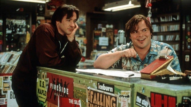 90s and vinyls are in. Jon Cusack and Jack Black, in High Fidelity (2000).