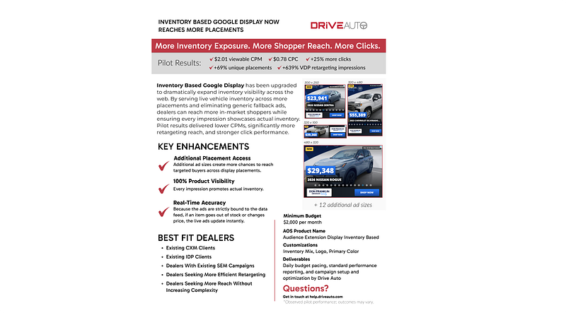 Sales enablement material created for the dynamic inventory creative rollout