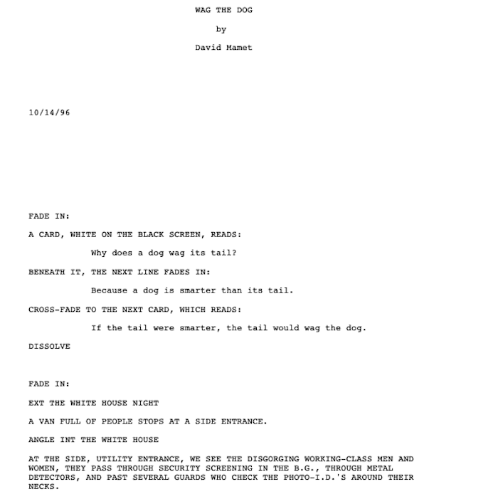 Page One: “Wag the Dog” (1997)