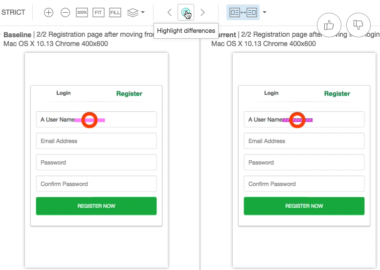 Checking the whole form in one fell swoop. Credit: Applitools