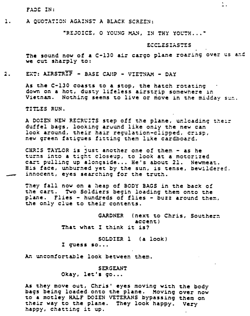 Page One: ‘Platoon’ (1986)