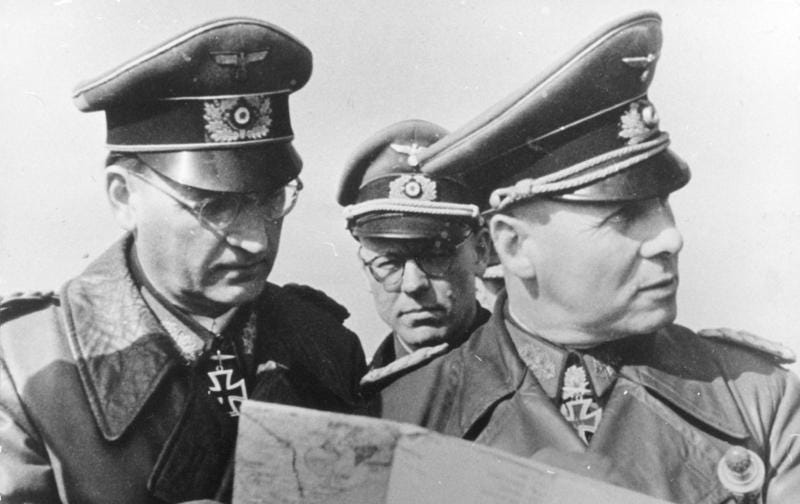 Erwin Rommel, also known as the Desert Fox, with Hans Speidel.