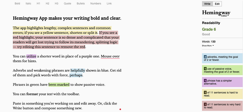 Hemingway app exposes your writing mistakes