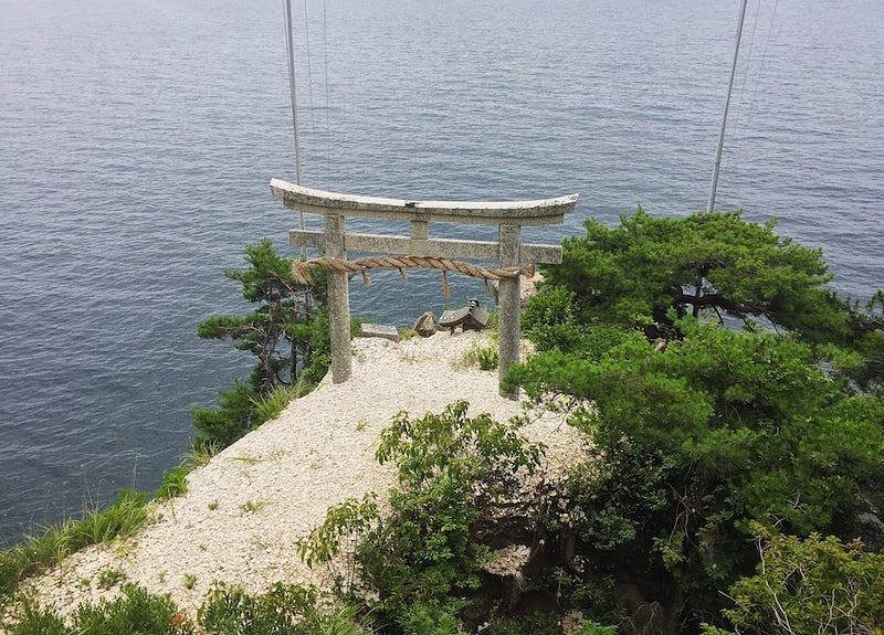 A lakeside torri on Shiga Prefecture’s island of Chikubushima