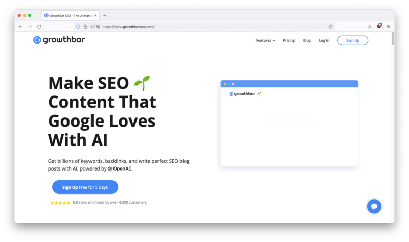 Growthbar SEO AI powered tool