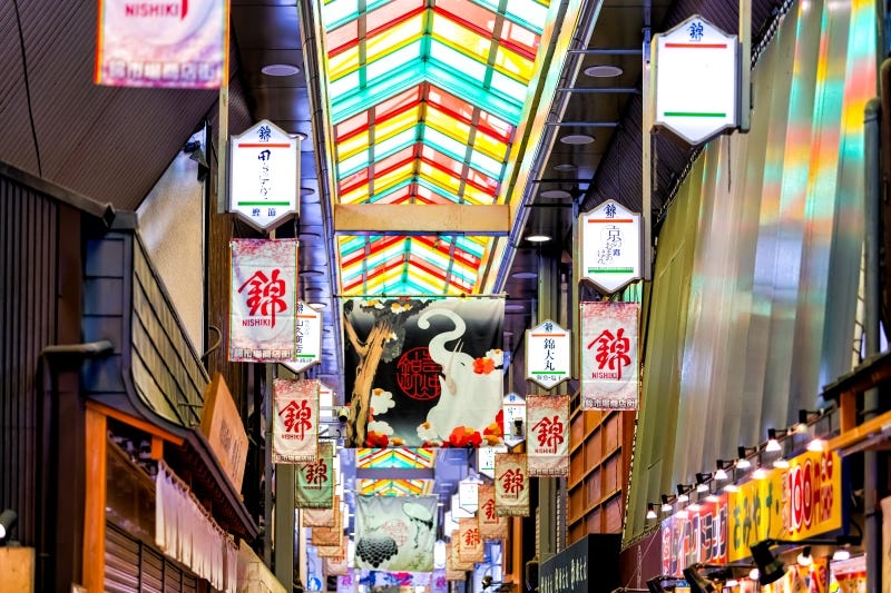 Kyoto’s ever-popular Nishiki Market in the center of the city