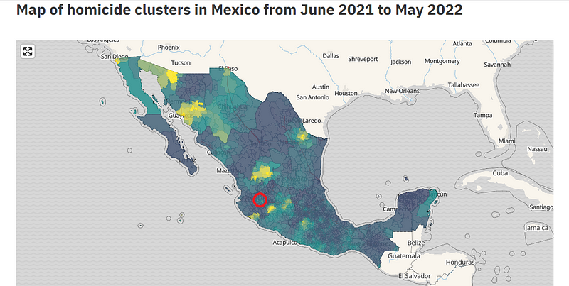 Violence in Mexico. Chart for an article to answer the question if is Guadalajara Safe.